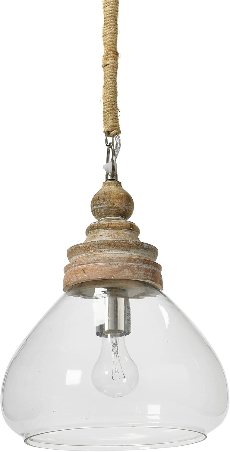 Transparent glass ceiling-light form with visible cord