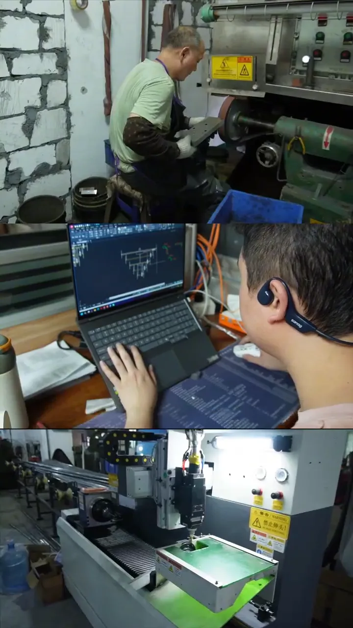 Person at a desk looking at a digital fixture drawing on a laptop screen