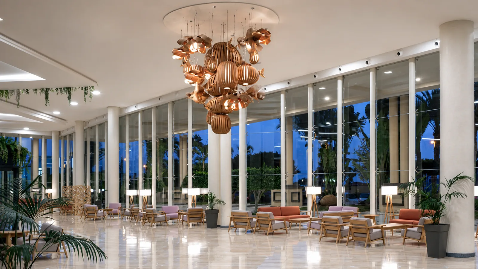 Botanica custom-lighting visual study in a spacious interior; not a completed-project claim